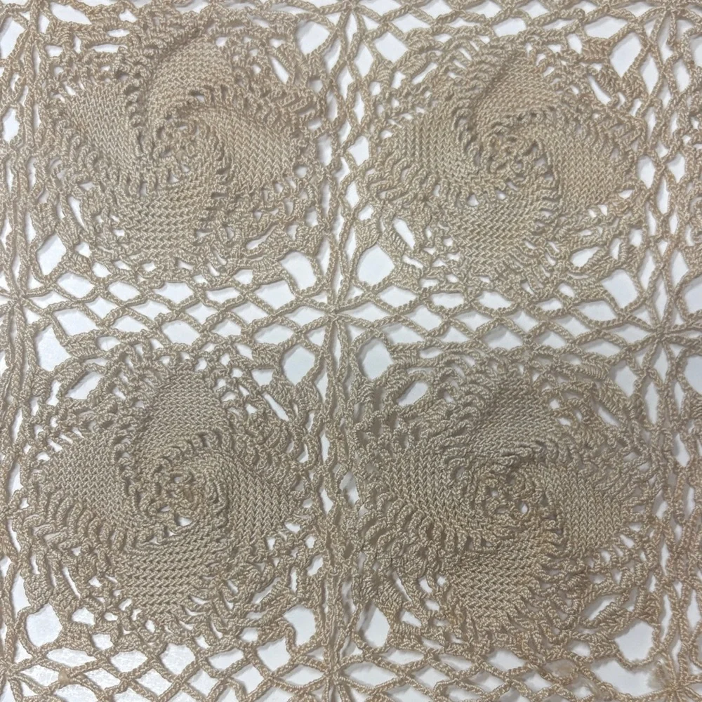 Vintage Hand Crafted Tan Crochet Furniture Cover